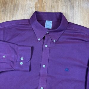 Brooks Brothers Regent Oxford Long Sleeve Button Down Mens XL Maroon Casual